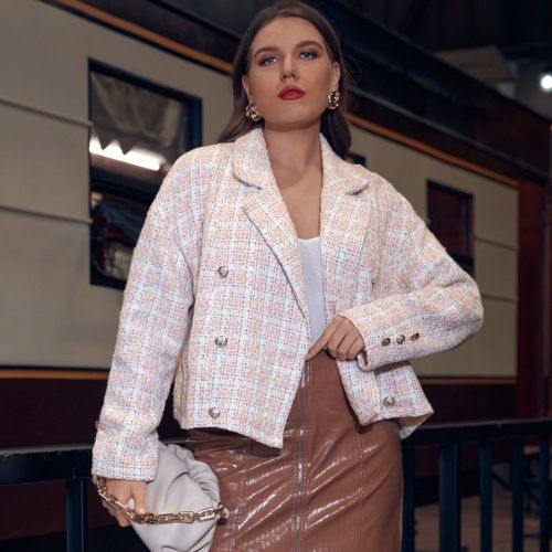 Manteau à carreaux à bouton en tweed - SHEIN - Modalova