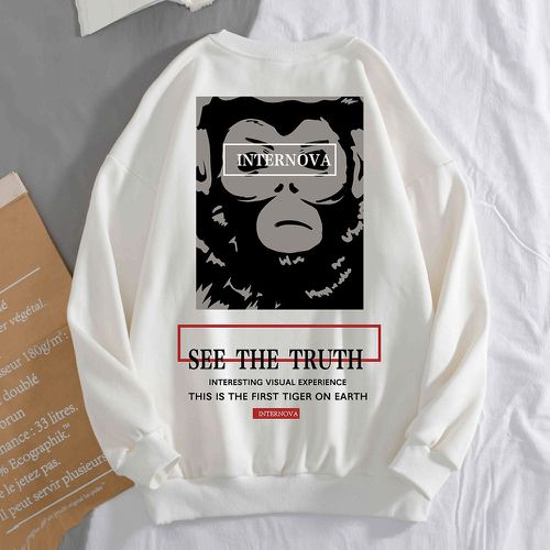 Sweat-shirt à imprimé slogan et singe - SHEIN - Modalova