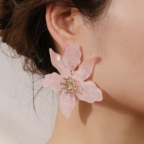 Pendants d'oreilles à strass fleur - SHEIN - Modalova