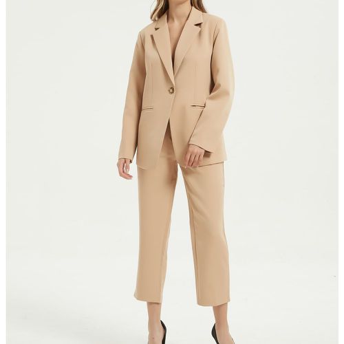 Blazer à col à revers à bouton & Pantalon tailleur - SHEIN - Modalova