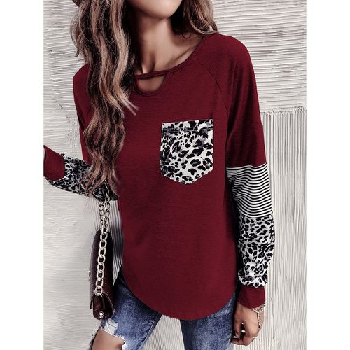 T-shirt à rayures léopard manches raglan - SHEIN - Modalova