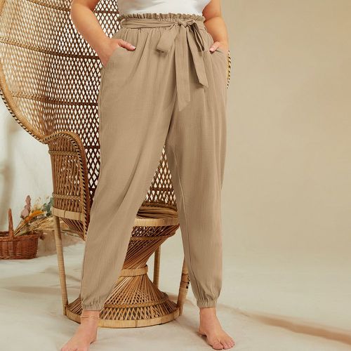 Pantalon ceinturé à taille froncée - SHEIN - Modalova