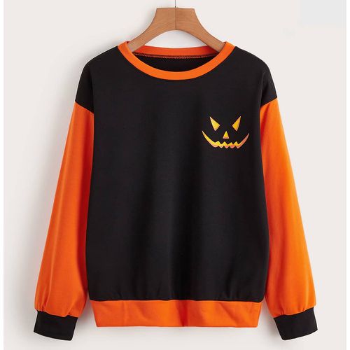 Sweat-shirt à motif halloween à blocs de couleurs - SHEIN - Modalova