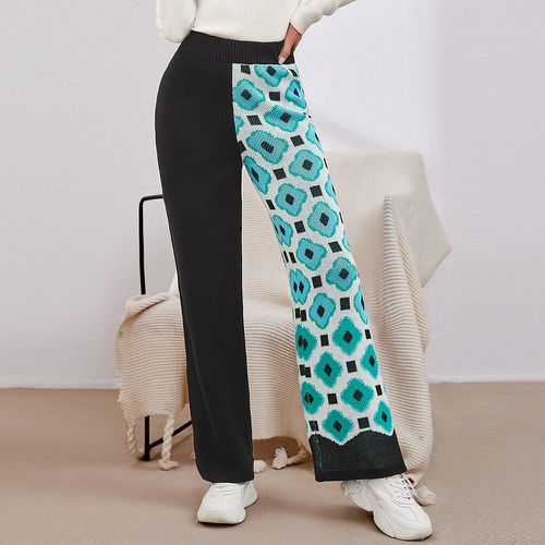 Pantalon à motif géométrique taille élastique en tricot - SHEIN - Modalova