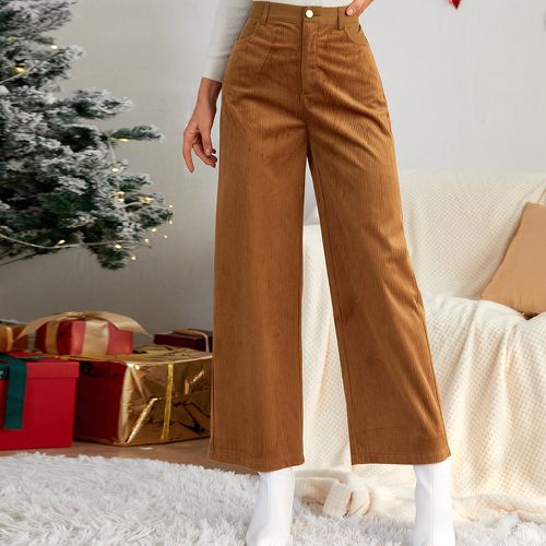 Pantalon ample poche en velours côtelé - SHEIN - Modalova