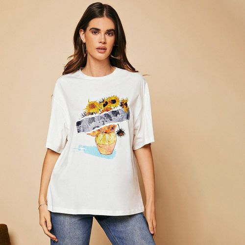 T-shirt à imprimé tournesol - SHEIN - Modalova