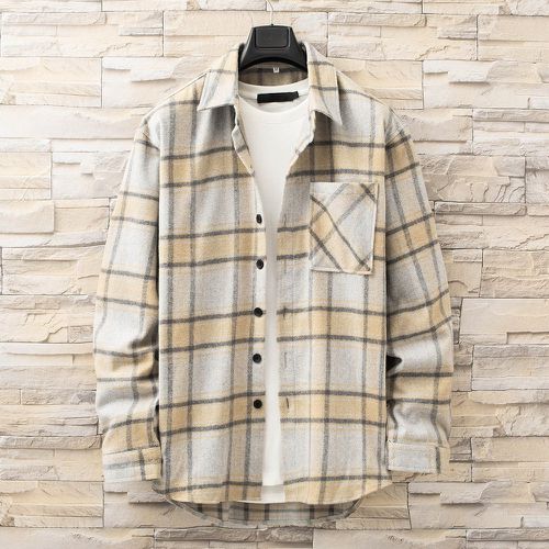 Manteau à carreaux patch à poche (sans t-shirt) - SHEIN - Modalova