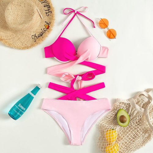 Bikini push-up à blocs de couleurs croisé - SHEIN - Modalova