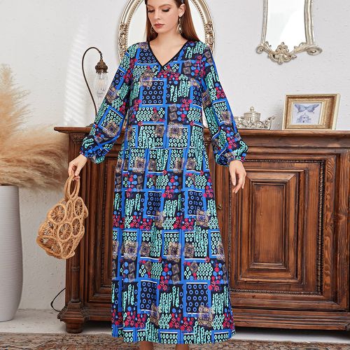 Robe tunique à imprimé patchwork manches bouffantes - SHEIN - Modalova