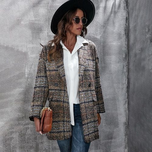 Manteau à carreaux en tweed - SHEIN - Modalova