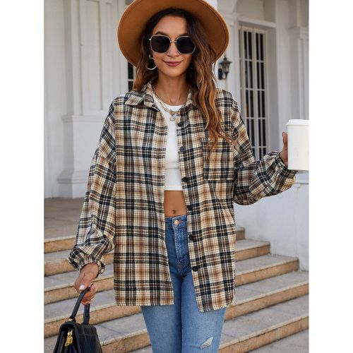 Blouse en tartan patch à poche - SHEIN - Modalova