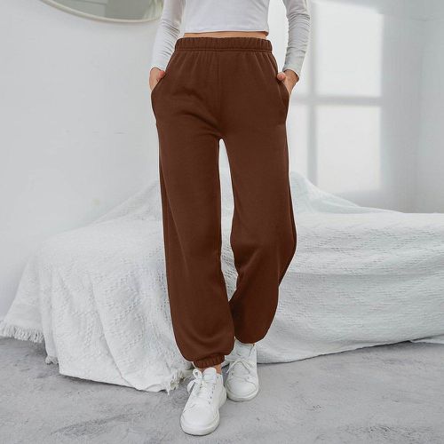 Pantalon de survêtement unicolore taille élastique à poche - SHEIN - Modalova