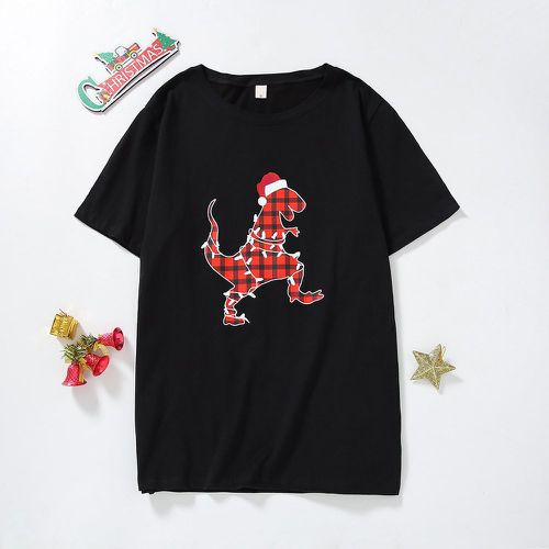 Pièce T-shirt chapeau de Noël et imprimé dinosaure - SHEIN - Modalova
