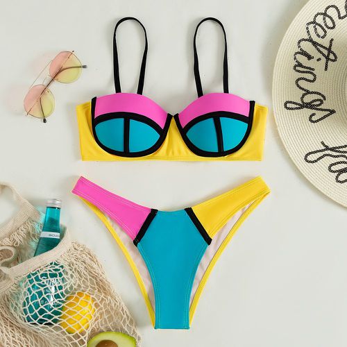 Bikini push-up à blocs de couleurs - SHEIN - Modalova