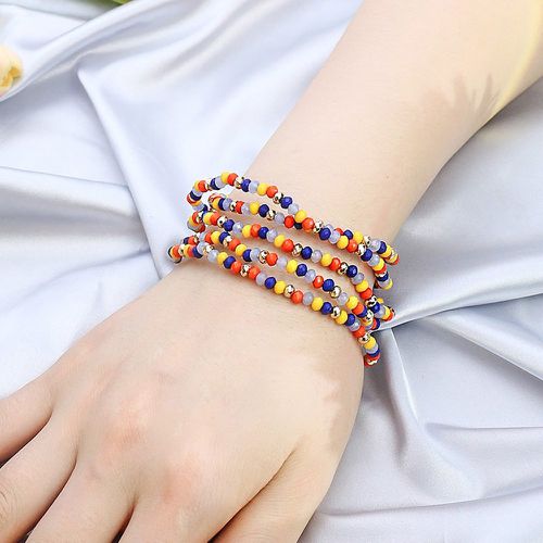 Pièces Bracelet perlé à blocs de couleurs cristal - SHEIN - Modalova