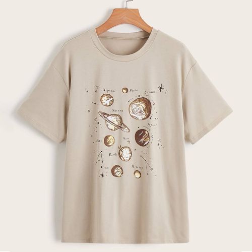 T-shirt à imprimé lettre et planète - SHEIN - Modalova