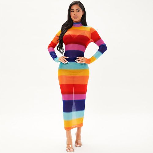 Robe moulante blocs de couleur à tulle (sans ensemble de lingerie) - SHEIN - Modalova