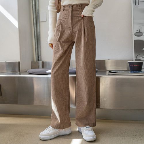 Pantalon taille haute plissé en velours côtelé - SHEIN - Modalova