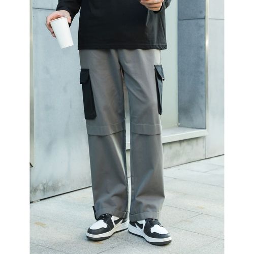Pantalon cargo à applique contrastant à poche à rabat - SHEIN - Modalova