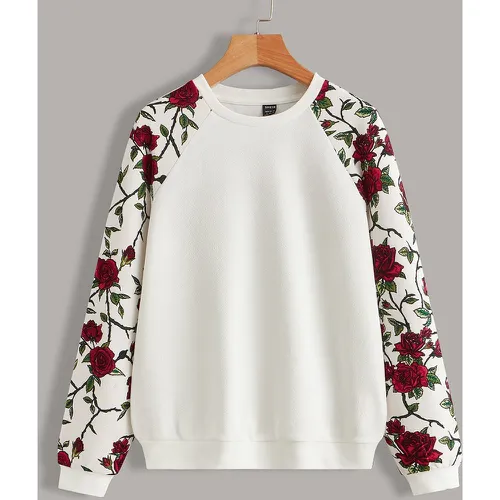 Sweat-shirt à imprimé floral à manches raglan - SHEIN - Modalova