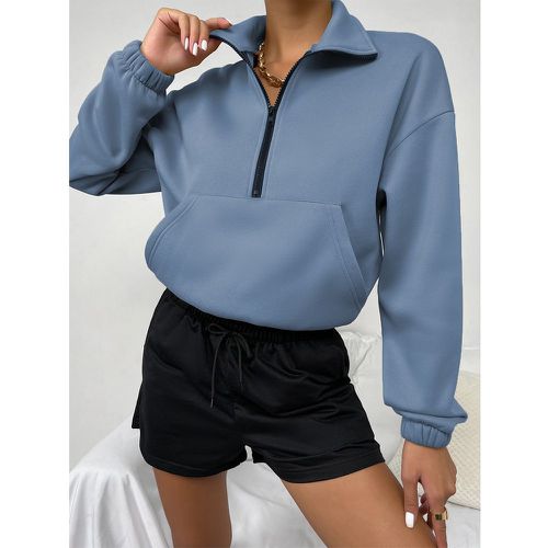 Sweat-shirt thermique à poche kangourou zippé - SHEIN - Modalova