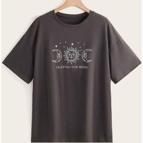 T-shirt à imprimé soleil et lune - SHEIN - Modalova