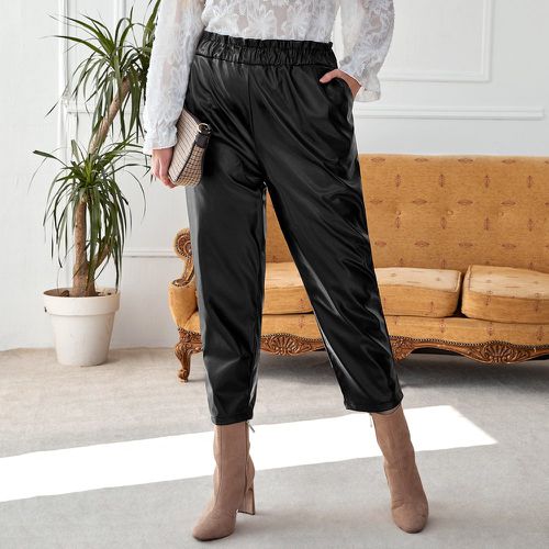 Pantalon en cuir PU à poche à taille froncée - SHEIN - Modalova