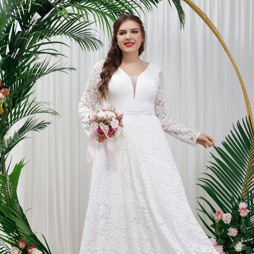 Robe de mariage avec tulle en dentelle - SHEIN - Modalova