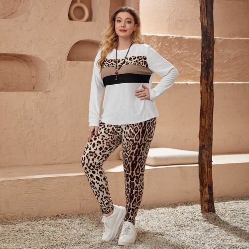 T-shirt à léopard à blocs de couleurs & Legging - SHEIN - Modalova
