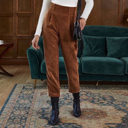 Pantalon taille haute à plis en velours côtelé - SHEIN - Modalova