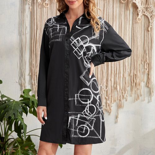 Robe chemise à imprimé géométrique - SHEIN - Modalova