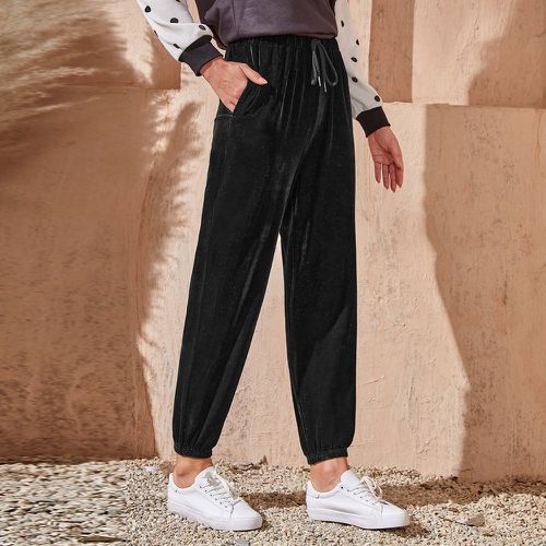Pantalon de survêtement à cordon à poche en velours - SHEIN - Modalova