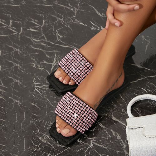 Sandales plates à bout carré à détail diamant - SHEIN - Modalova