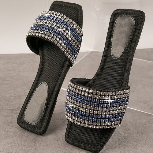 Sandales plates épais bande à bout carré à détail bijou - SHEIN - Modalova