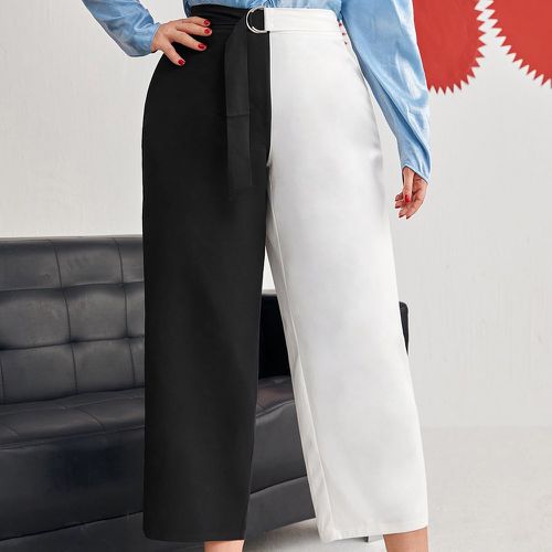 Pantalon bicolore à boucle - SHEIN - Modalova
