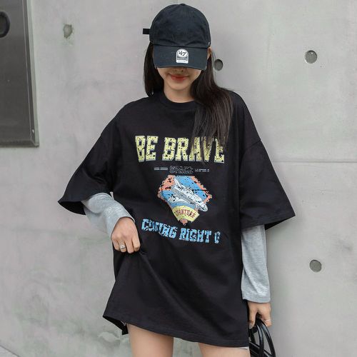 T-shirt oversize à lettres - SHEIN - Modalova