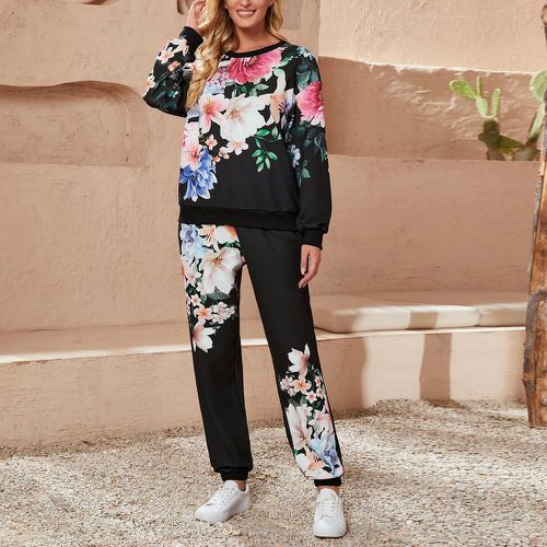 Sweat-shirt à imprimé floral & Pantalon de survêtement - SHEIN - Modalova