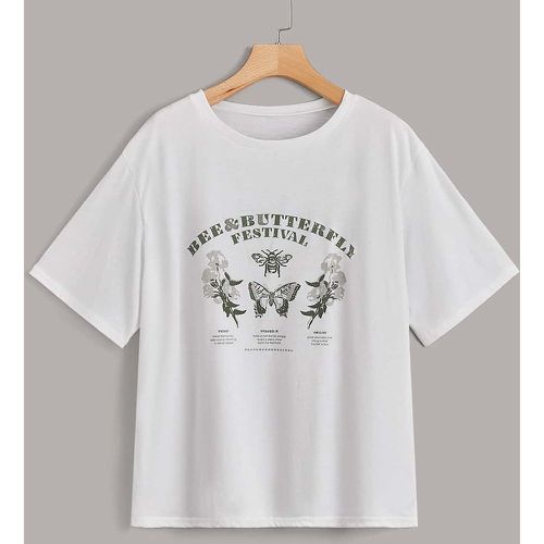 T-shirt à motif slogan et papillon - SHEIN - Modalova