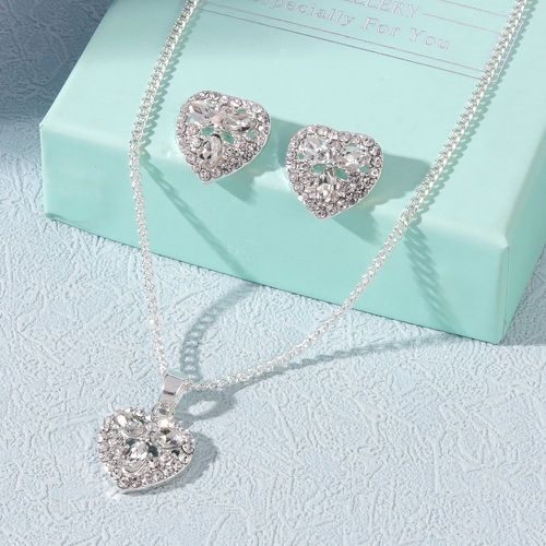 Pièces Set de bijoux avec strass à pendentif cœur - SHEIN - Modalova