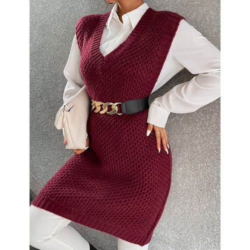 Pull sans manches texturé en tricot long (sans ceinture) - SHEIN - Modalova
