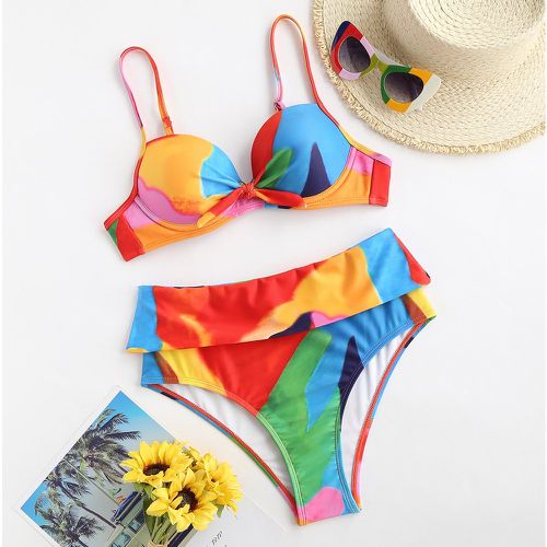 Bikini à armatures à blocs de couleurs à nœud - SHEIN - Modalova
