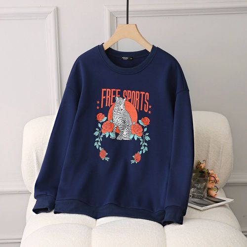 Sweat-shirt thermique avec motif léopard lettre - SHEIN - Modalova