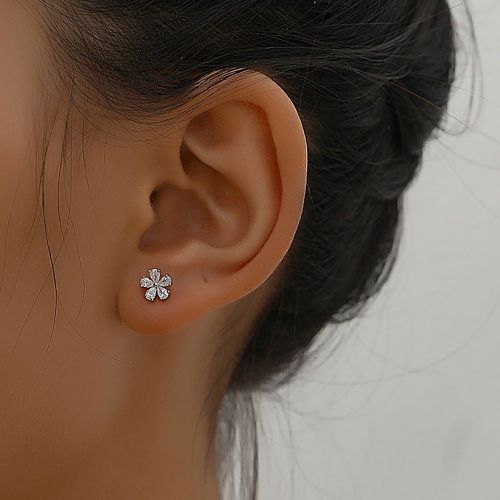 Clous d'oreilles zircone cubique fleur - SHEIN - Modalova