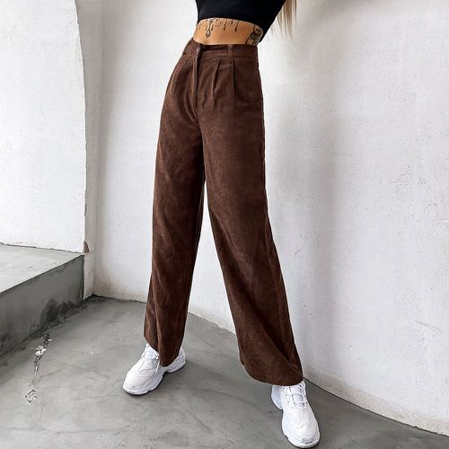 Pantalon ample taille haute à plis en velours côtelé - SHEIN - Modalova