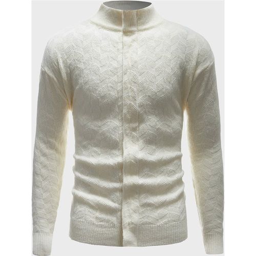 Cardigan en tricot à col montant texturé - SHEIN - Modalova