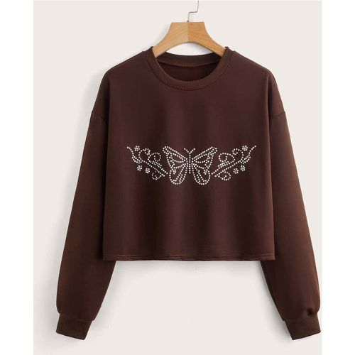 Sweat-shirt papillon à strass - SHEIN - Modalova