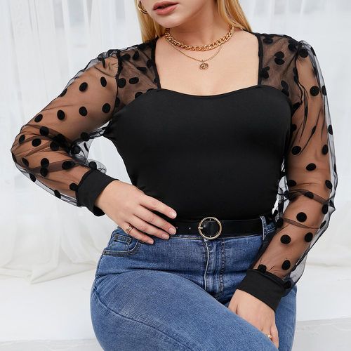 Top à pois en tulle manches bouffantes - SHEIN - Modalova