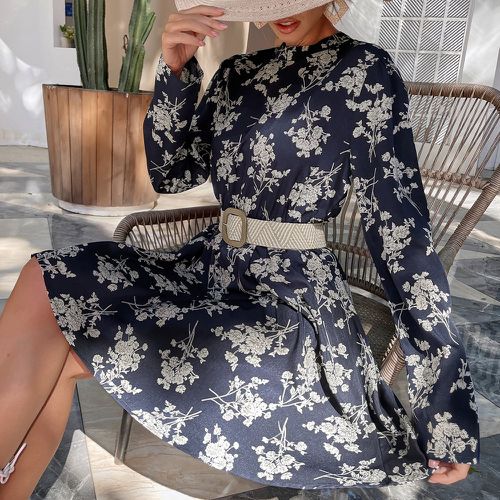 Robe à imprimé floral à col montant (sans ceinture) - SHEIN - Modalova