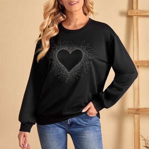 Sweat-shirt à strass avec motif cœur - SHEIN - Modalova