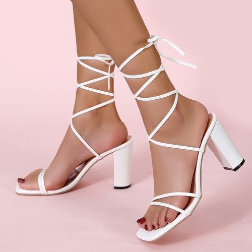 Sandales à lanières à nœud design à talons épais - SHEIN - Modalova